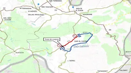 Coupure temporaire de la circulation sur la RP5016 reliant Aderj à Ighazran - Province de Sefrou