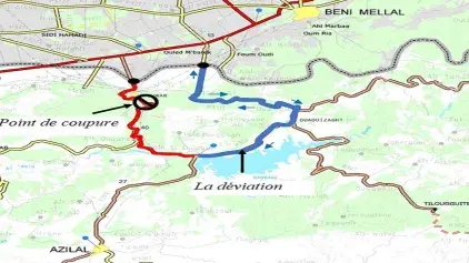 Coupure temporaire de la circulation sur le tronçon reliant Bin El Ouidane à Afourer de la route nationale n° 25