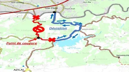 Déviation localisée de la circulation routière sur la route nationale n°25 section reliant Bin El Ouidane à Afourer - Commune Ait Ouaerda