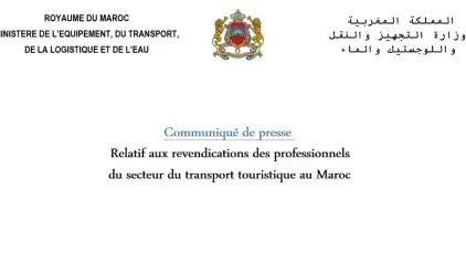 Communiqué de presse relatif aux revendications des professionnels du secteur du transport touristique au Maroc