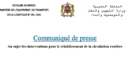 Communiqué de presse au sujet des interventions pour le rétablissement de la circulation routière