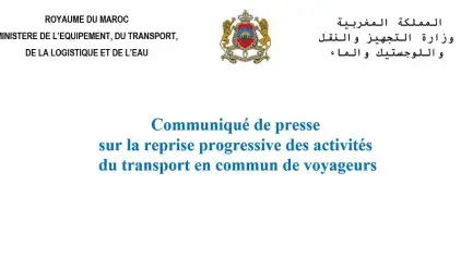 Communiqué sur la reprise progressive des activités  du transport en commun de voyageurs