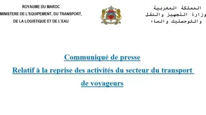 Communiqué relatif à la reprise des activités du secteur du transport de voyageurs