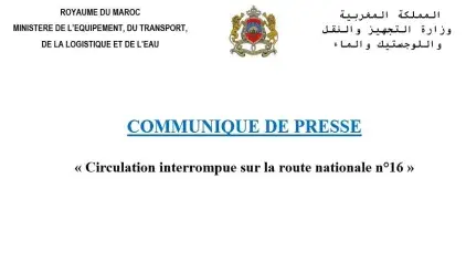 Circulation interrompue sur la route nationale n°16