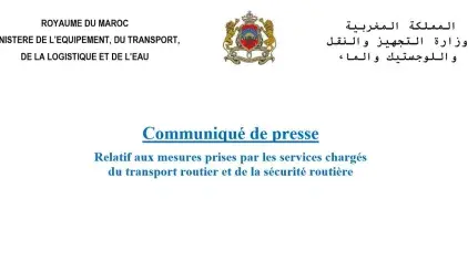 Communiqué relatif aux mesures prises par les services chargés du transport routier et de la sécurité routière
