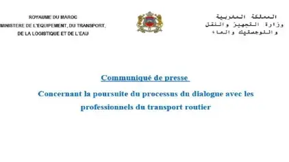 Communiqué de presse concernant la poursuite du processus du dialogue avec les professionnels du transport routier