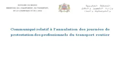 Communiqué relatif à l’annulation des journées de protestation des professionnels du transport routier