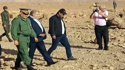 Crue de l’Oued Damchan à Errachidia : Une délégation de haut niveau s’enquiert de la situation sur le terrain et se rend au chevet des blessés de l’ac