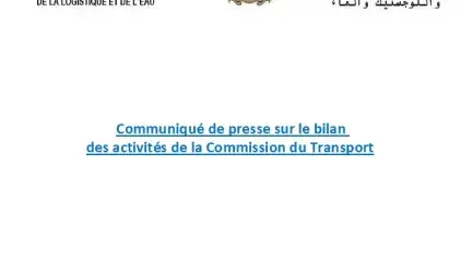 Communiqué de presse sur le bilan des activités de la Commission du Transport