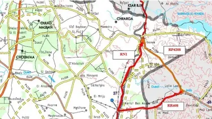 Coupure de la circulation au niveau d’une section routière de la Route Provinciale n° 4208 à Kénitra