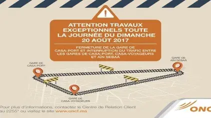 Fermeture le 20 août de la gare de Casa-port à la circulation des trains à cause de travaux exceptionnels
